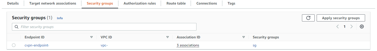 Client VPN Security Groups