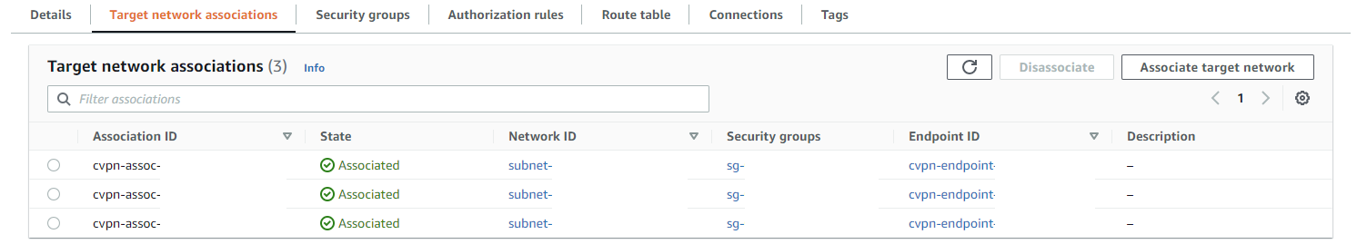 Client VPN Target Network Associations